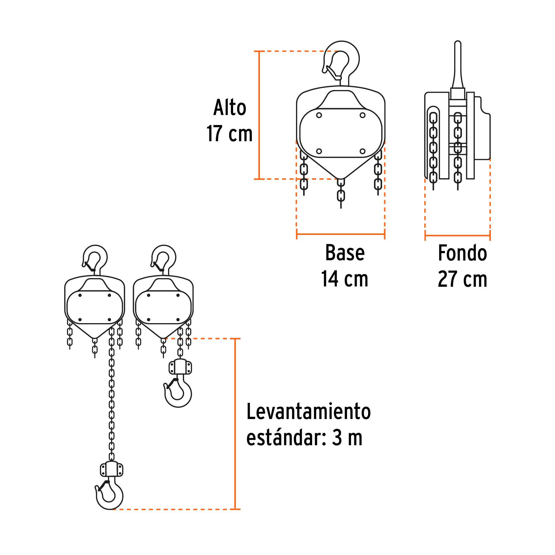 Polipasto 1 tonelada, de cadena Truper - Image 2