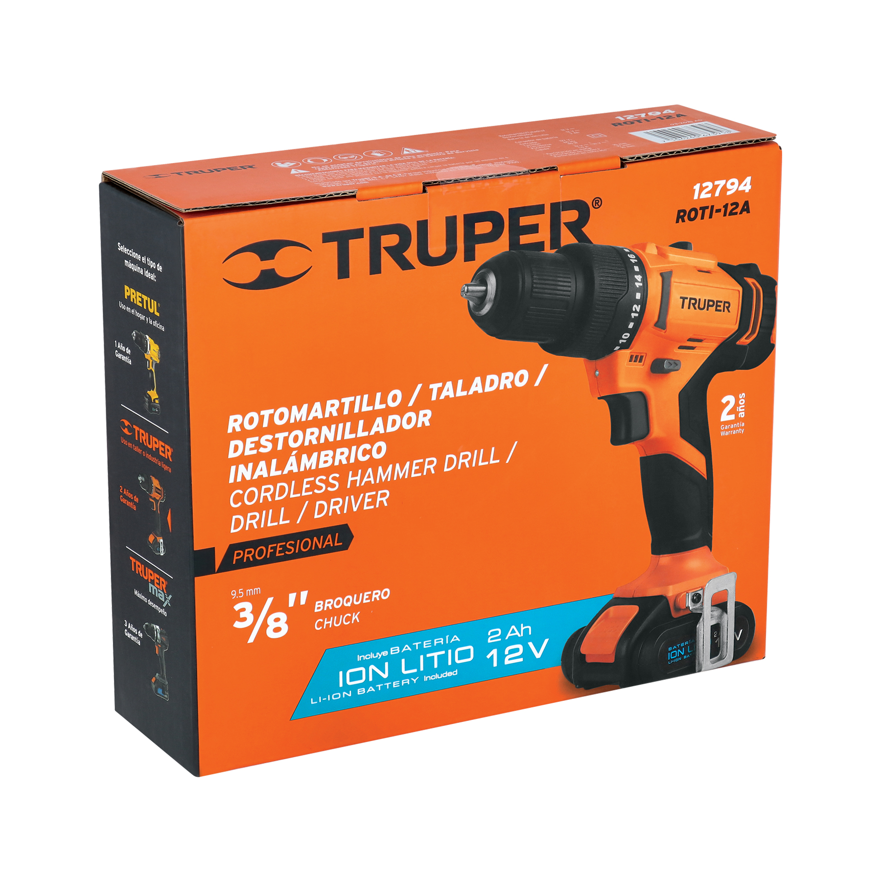 ROTOMARTILLO- BARRENO INALÁMBRICO 3/8', 12 V, TRUPER - Image 3